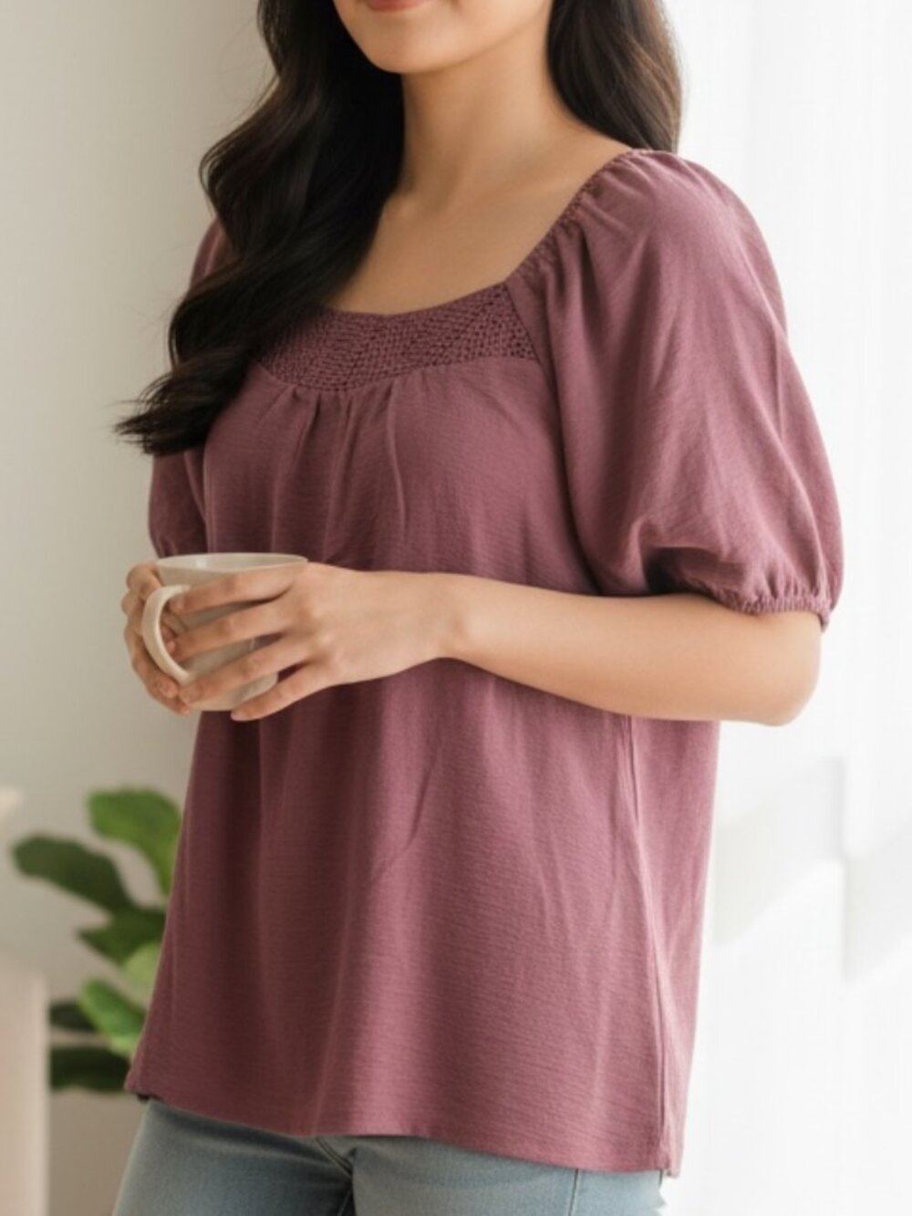 1101 WOMENS LARGE MAUVE TOP BY RUNWAY READY